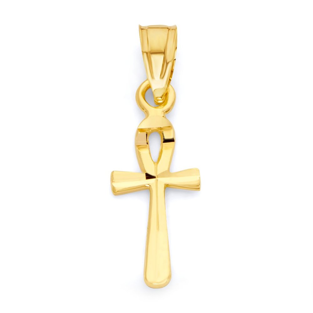 10k Solid Gold Ankh Pendant - Egyptian Symbolic Cross Jewelry Gifts for Her